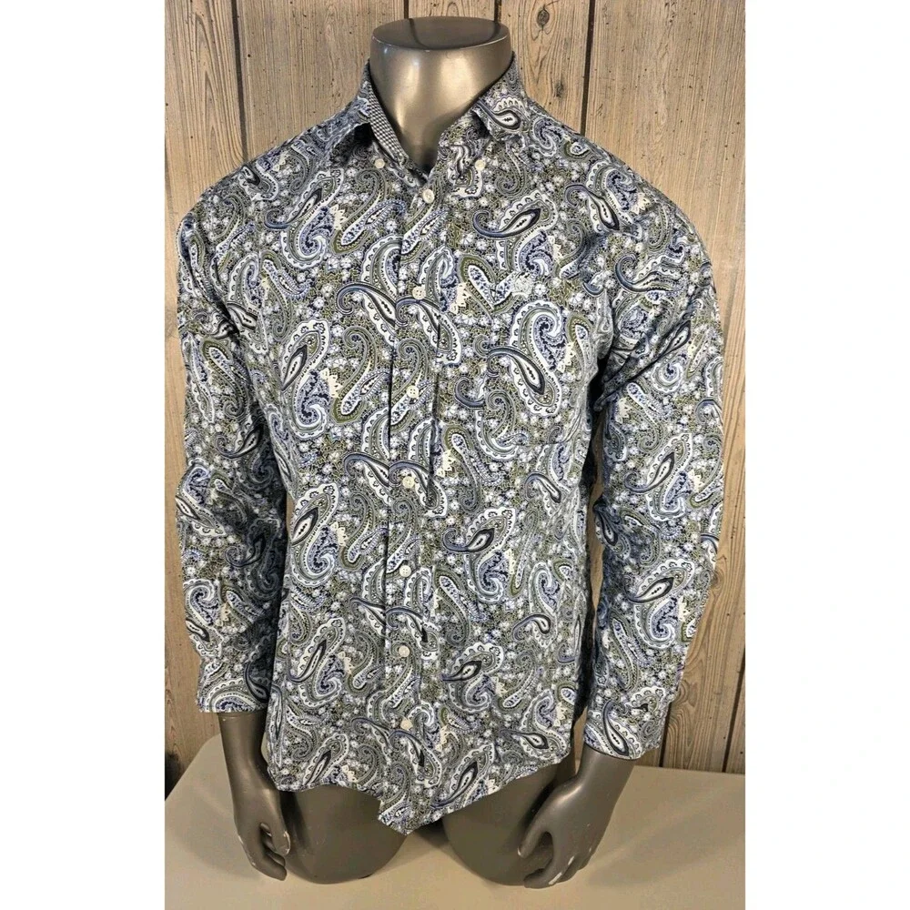 Cinch Men's Western Paisley Long Sleeve Button Front Shirt Medium Cowboy Rodeo